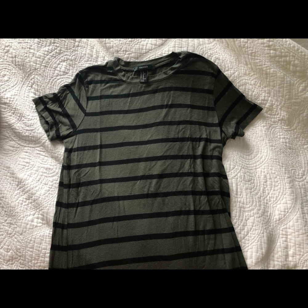 Green and Black Striped Shirt